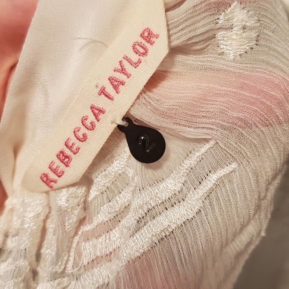 Rebecca Taylor Sheer Tribal White Silk Blouse - Picture 11 of 12